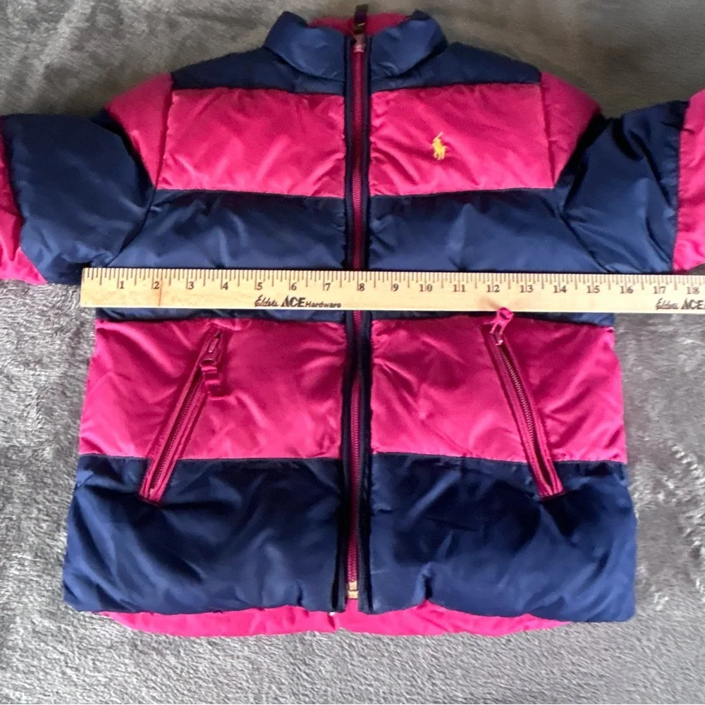 Vtg 90s Ralph Lauren Down Puffer Jacket‎ Girls Small Reversible Pony Crested